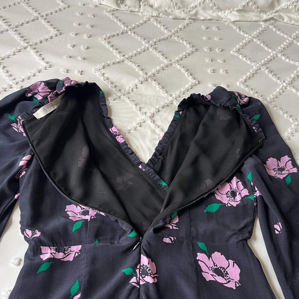 ASTR Black Lilac Floral Marinke Mini Dress SIZE M - Picture 12 of 15